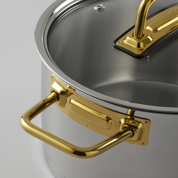 Jumbo Assos Midi 3'lü Titanyum Gold Tencere Seti - Resim 5