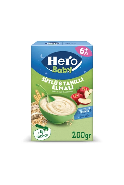 Hero Baby Sütlü 8 Tahıllı Elmalı Kaşık Mama 200g ürün görseli