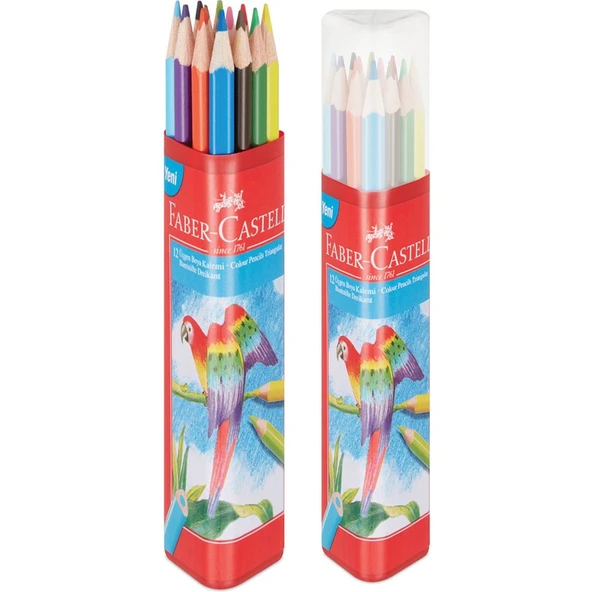 Faber-Castell 12'li Tam Boy Üçgen Tüp Kuru Boya Kalemi – Ergonomik Tasarım, Canlı Renkler ürün görseli