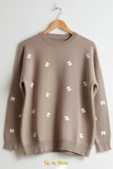 Kadın Triko Kazak Yumuşak Dokulu Bisiklet Yaka Kazak - Resim 6