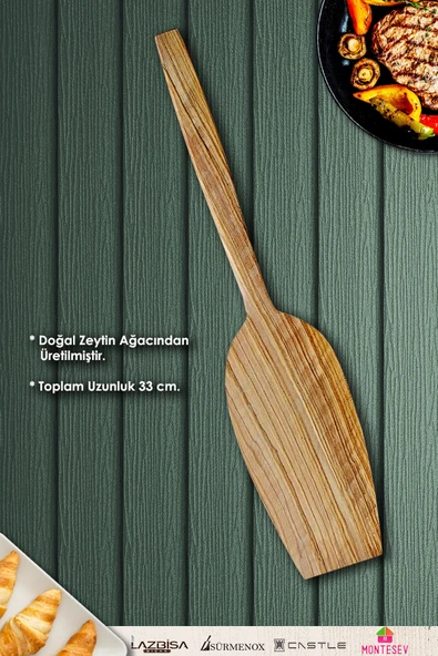 Zeytin Ağacı Ahşap Tahta Kaşık Çatal Kevgir Spatula Seti ( Zeytin Ağacı ) Ağaç Kaşık 7 Li Set - Resim 2