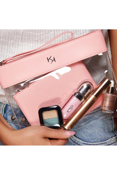 Şeffaf Makyaj Çantası Modern Tasarım - Transparent Beauty Case 001 Black - Resim 3