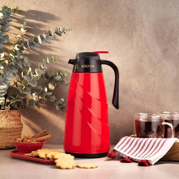 Schafer Kitchenhouse Mimoza 1,5 L Cam Termos-Kırmızı ürün görseli