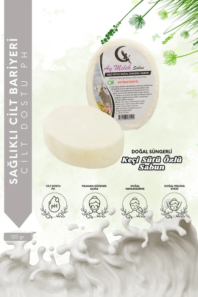 Keçi Sütü Özlü- Doğal Banyo Süngerli Sabun ürün görseli