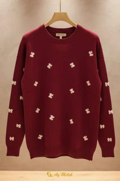 Kadın Triko Kazak Yumuşak Dokulu Bisiklet Yaka Kazak - Resim 12