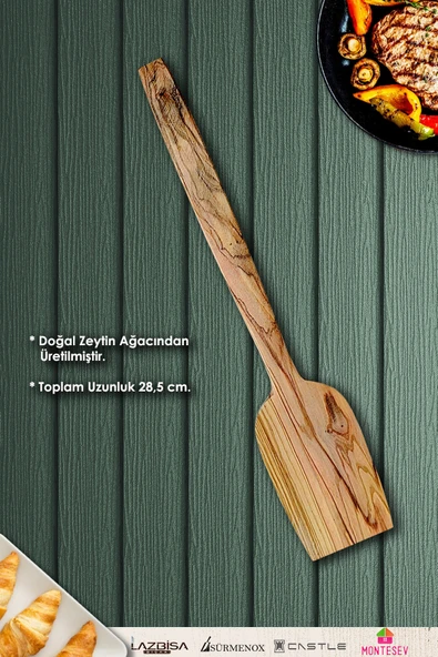 Zeytin Ağacı Ahşap Tahta Kaşık Çatal Kevgir Spatula Seti ( Zeytin Ağacı ) Ağaç Kaşık 4 Lü Set - Resim 2