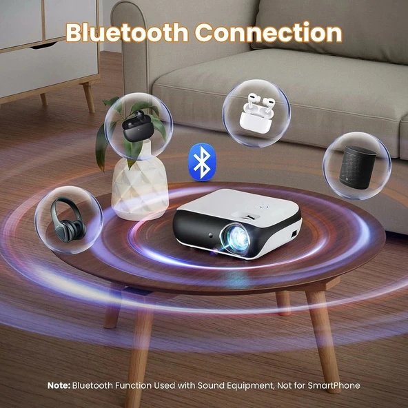 HAPPRUN 1080P 9500L Taşınabilir Dış Mekan Bluetooth Film Projektörü -100 Inc - Resim 3