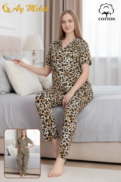 Kadın Pijama Takımı %100 Pamuklu Gömlek ve Pijama Seti ürün görseli