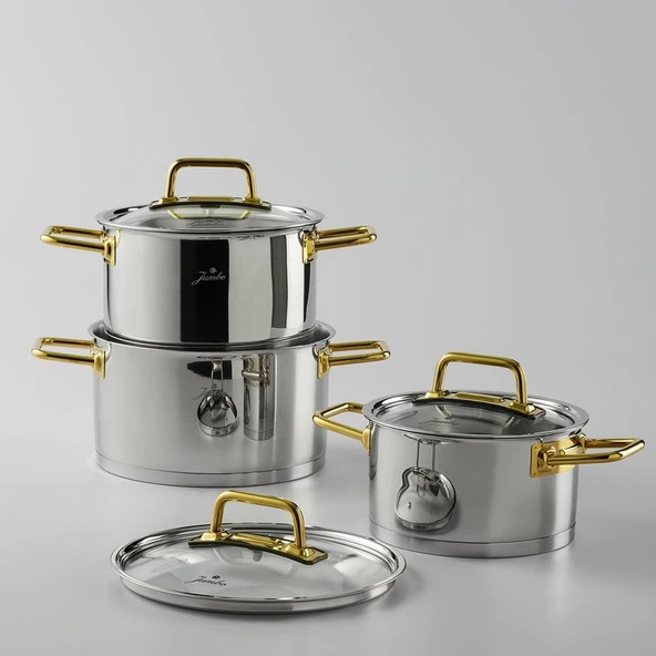 Jumbo Assos Midi 3'lü Titanyum Gold Tencere Seti - Resim 2