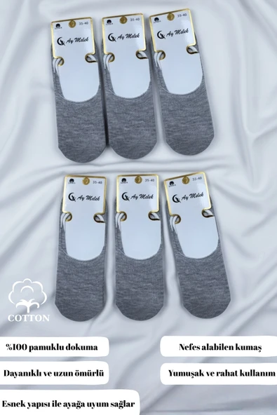 Kadın Çorap (6 Çift) Nefes Alan Terletmez Kaliteli Pamuklu Babet Çorap - Resim 8