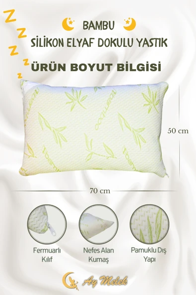 Bambu Yastık Silikon Elyaf Dolgulu Fermuarlı Yıkanabilir Antialerjik Yastık - Resim 3