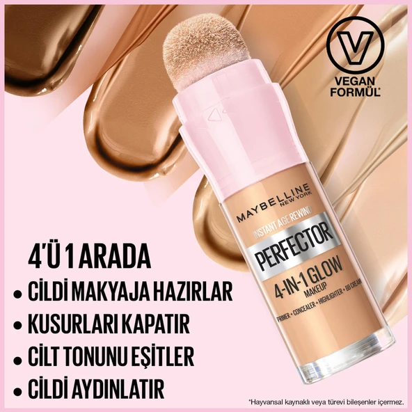 Maybelline New York Instant Perfector Glow 4 Etki 1 Arada Fondöten - 00 Fair Light - Resim 3