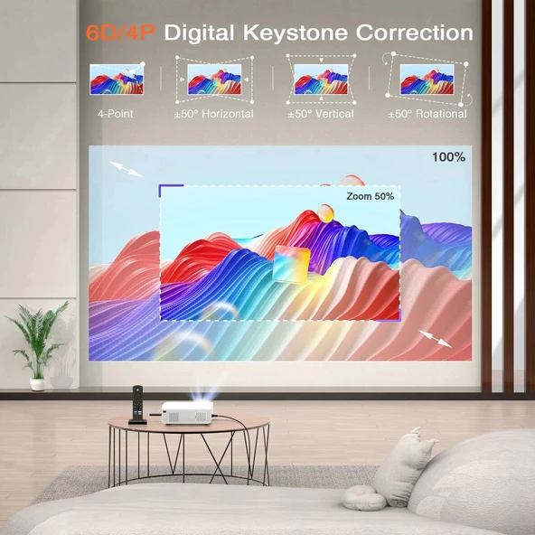 Auking Projektör - WiFi ve Bluetooth - 5G 1080P - 4K Destekli, 6D/4P - Resim 3