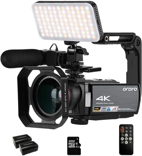 ORDRO 4K IR Gece Görüşü 1080P 60FPS Dijital WiFi Video Kamera Kaydedici ürün görseli 1