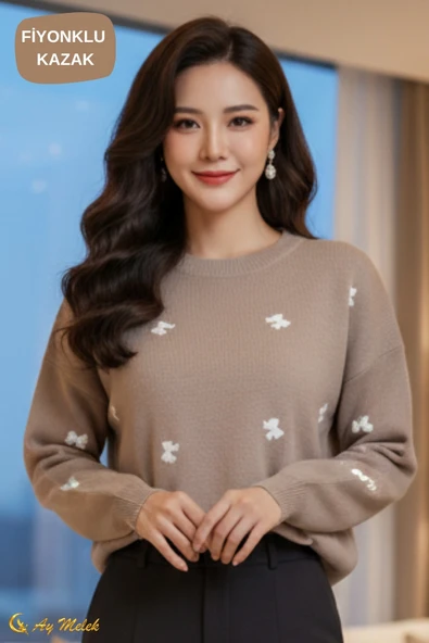 Kadın Triko Kazak Yumuşak Dokulu Bisiklet Yaka Kazak ürün görseli