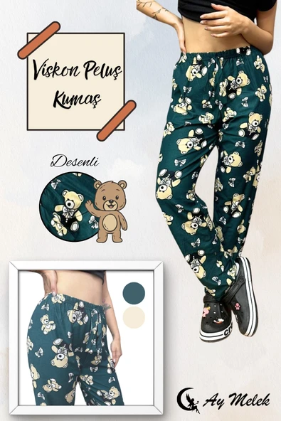 Kadın Pijama Soft Pamuklu İnce Nefes Alan Peluş Tek Alt Pijama ürün görseli