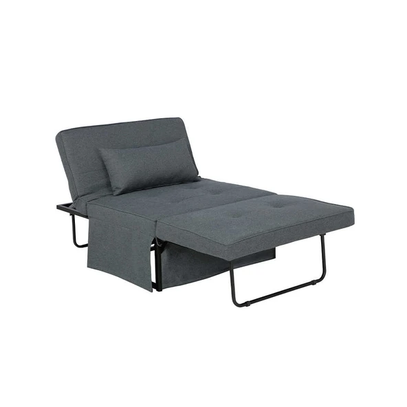 Cube Katlanır Yataklı Puf - Koyu Gri 96x189x42.5 / 96x168x92.5 cm - Resim 4