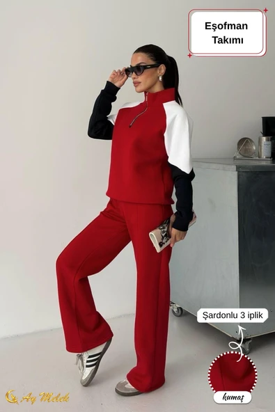 Kadın Eşofman Takımı Fermuarlı Mevsimlik Dik Yaka (3 İplik) Şardonlu Takım ürün görseli
