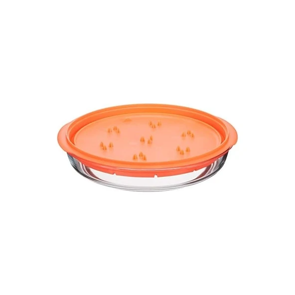 Turuncu Plastik Kapaklı Şeffaf Cam Buharda Pişirici, 2.8 Litre - Resim 2