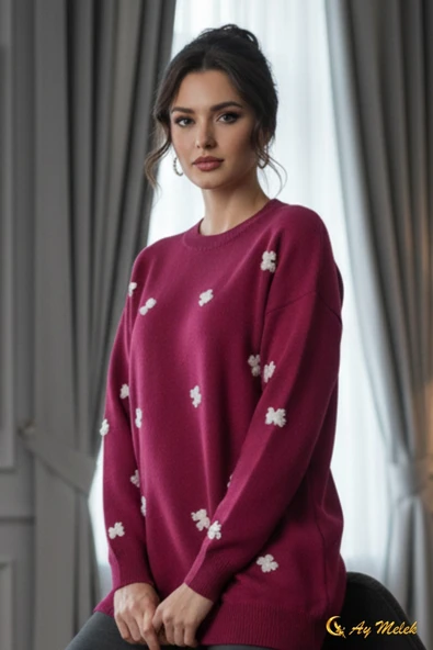 Kadın Triko Kazak Yumuşak Dokulu Bisiklet Yaka Kazak - Resim 8