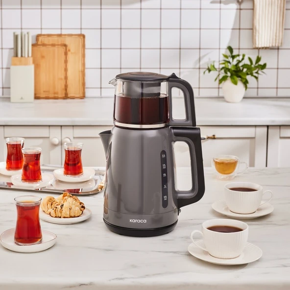 Karaca Mega Tea 1501 Cam Çay Makinesi Space Gray 1500 W ürün görseli