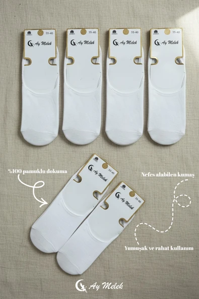 Kadın Çorap (6 Çift) Nefes Alan Terletmez Kaliteli Pamuklu Babet Çorap - Resim 6