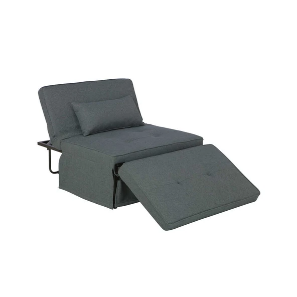 Cube Katlanır Yataklı Puf - Koyu Gri 96x189x42.5 / 96x168x92.5 cm - Resim 3