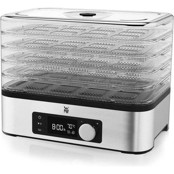 WMF Meyve ve Sebze Kurutma Makinesi 220W – 5 Kademeli, Sessiz Çalışma, Cromargan Paslanmaz Çelik, Almanya Üretimi, Siyah - Resim 5