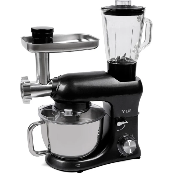 Yui M200 Multi-Fonksiyonel 3'ü Bir Arada Döküm Gövde Stand Mikser Kıyma Setli ve Blender Özellikli 1800W - Resim 3