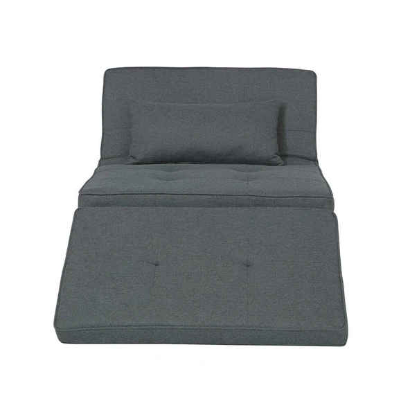 Cube Katlanır Yataklı Puf - Koyu Gri 96x189x42.5 / 96x168x92.5 cm - Resim 7