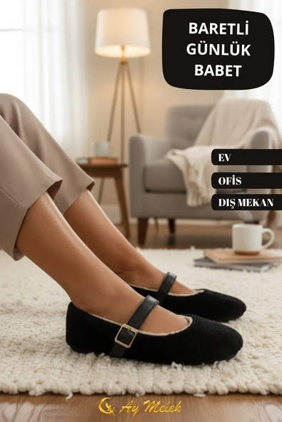 Kadın Babet Ev Ayakkabısı Ofis İş Günlük Şık Rahat Ayakkabı - Resim 5