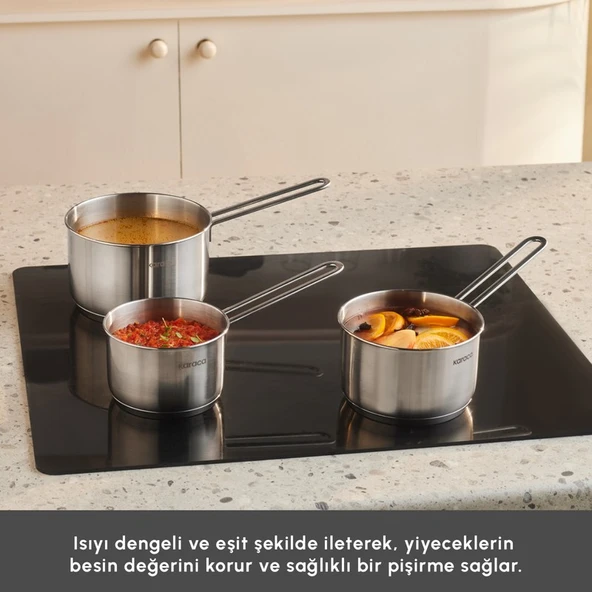 Karaca Fiorino Indüksiyon Tabanlı 3 Parça Mini Sütlük Set - Resim 3