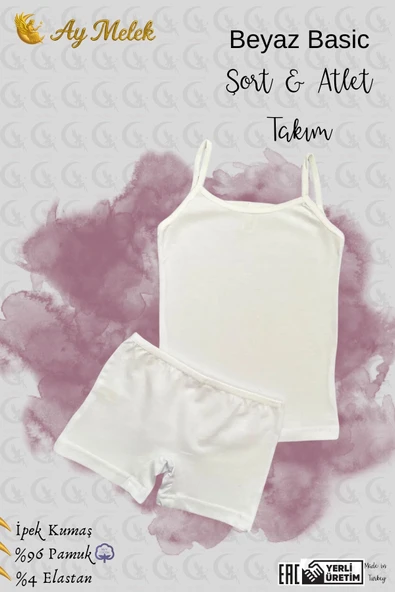 Kız Çocuk İnce Askılı Organik Pamuklu Oval Yaka Atlet - Resim 8
