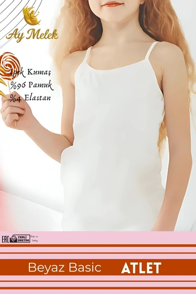 Kız Çocuk İnce Askılı Organik Pamuklu Oval Yaka Atlet - Resim 5