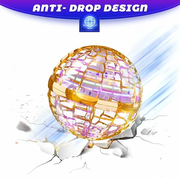 FLYNOVA Uçan Top Oyuncak, Bumerang El Kontrollü Mini Drone - Altın - Resim 4