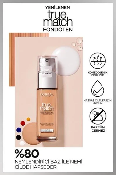 L'Oréal Paris True Match Bakım Yapan Fondöten - 1N Nötr Alt Ton - Resim 4