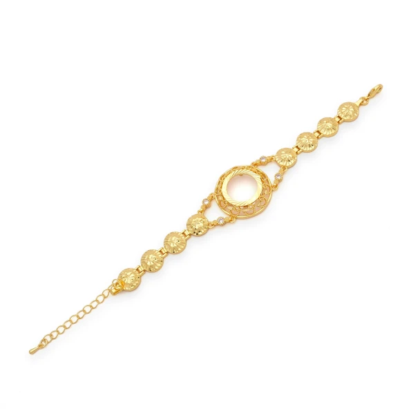 Altın Kaplama İmitasyon Arpa Model Desenli Çeyrek Çerçeveli Bileklik BLK-1225 ürün görseli