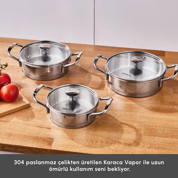 Karaca Vapor New Indüksiyon Tabanlı 6 Parça Sahan Çelik Tencere Seti - Resim 5