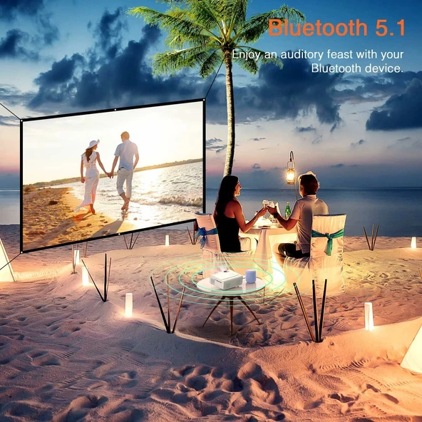 Auking Projektör - WiFi ve Bluetooth - 5G 1080P - 4K Destekli, 6D/4P - Resim 4