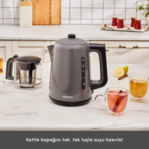 Karaca Mega Tea 1501 Cam Çay Makinesi Space Gray 1500 W - Resim 5
