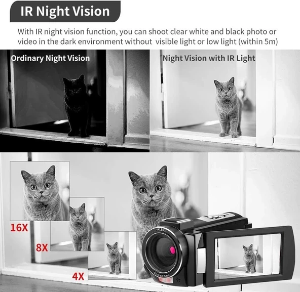 ORDRO 4K IR Gece Görüşü 1080P 60FPS Dijital WiFi Video Kamera Kaydedici - Resim 2