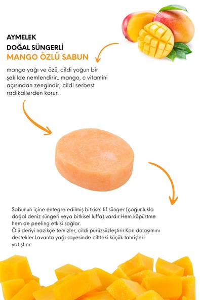 Sabun Mango Özlü - Doğal Banyo Süngerli Sabun - Resim 2