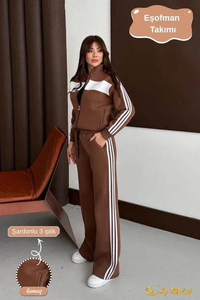 Kadın Eşofman Takımı Hırkalı Fermuarlı Mevsimlik (3 İplik) Kışlık Alt-Üst Takım ürün görseli