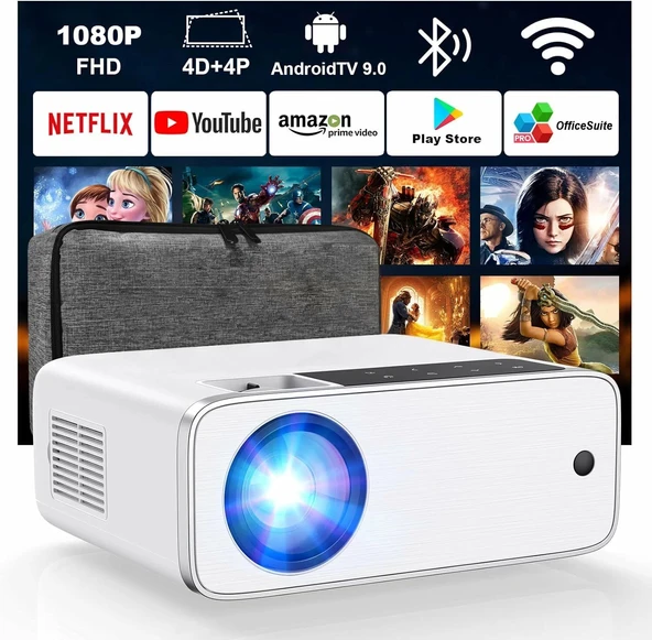 Groview - WiFi ve Bluetooth Özellikli Android TV 9.0 Mini Projektör ürün görseli 1