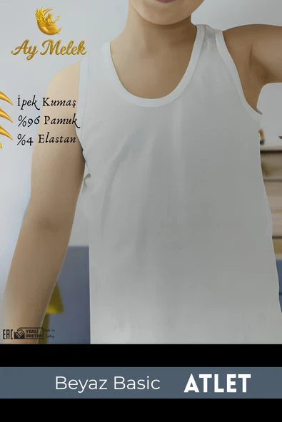 Erkek Çocuk Kalın Askılı Atlet / Tişört Organik Pamuklu Oval Yaka - Resim 5