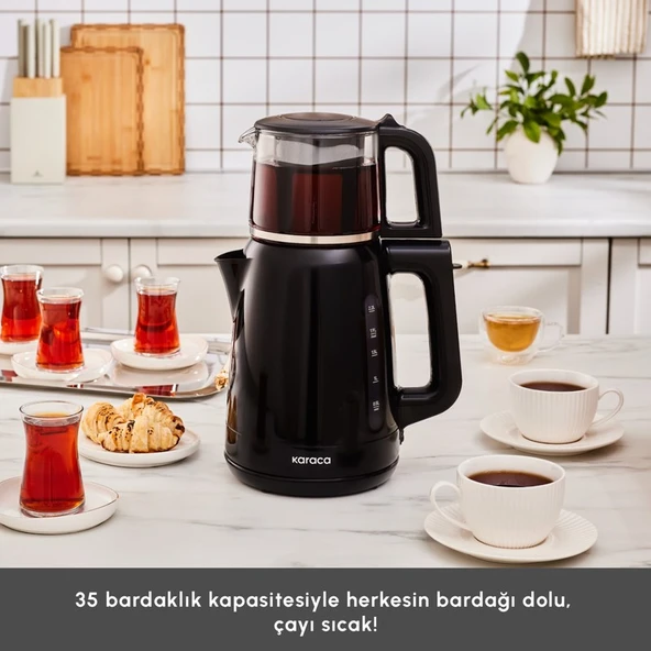 Karaca Mega Tea 1501 Cam Çay Makinesi Black 1500 W - Resim 3