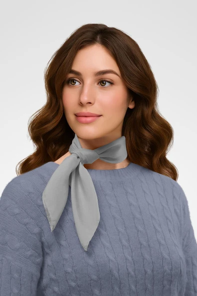 Şifon Gri Bandana - Resim 2