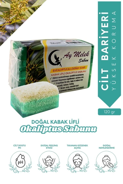 Okaliptüs Özlü Kabak Lifli Doğal Güzellik Sabunu Cilt Kırışıklık Önleyici Etkili - Resim 3