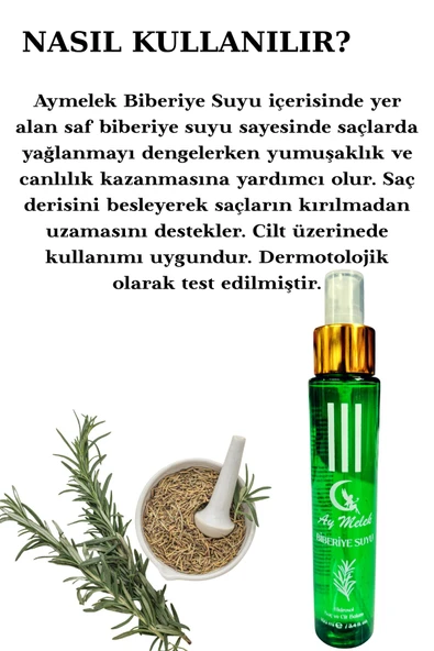 Biberiye Suyu Dökülme Karşıtı ve Saç Uzamasını Destekleyici %100 Doğal Saç Toniği - Resim 6