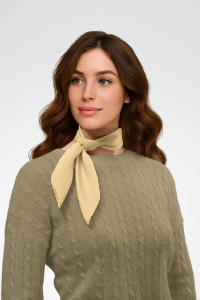 Şifon Sarı Bandana - Resim 3